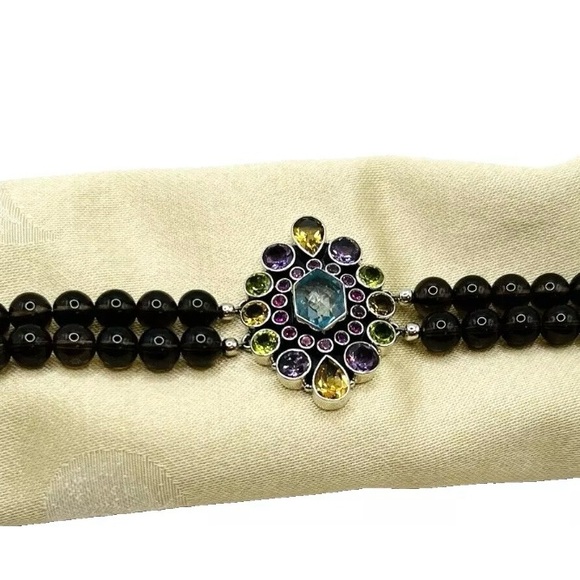 🌟Nicky Butler 925 Silver Aqua Quartz Garnet Citrine Amethyst Bracelet Brand NEW - Picture 4 of 14